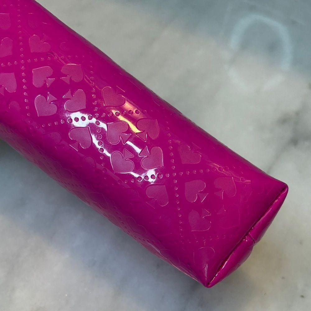 Kate Spade Fuchsia embossed logo Motif Travel Cosmetic Case Pouch Clutch - Picture 9 of 15